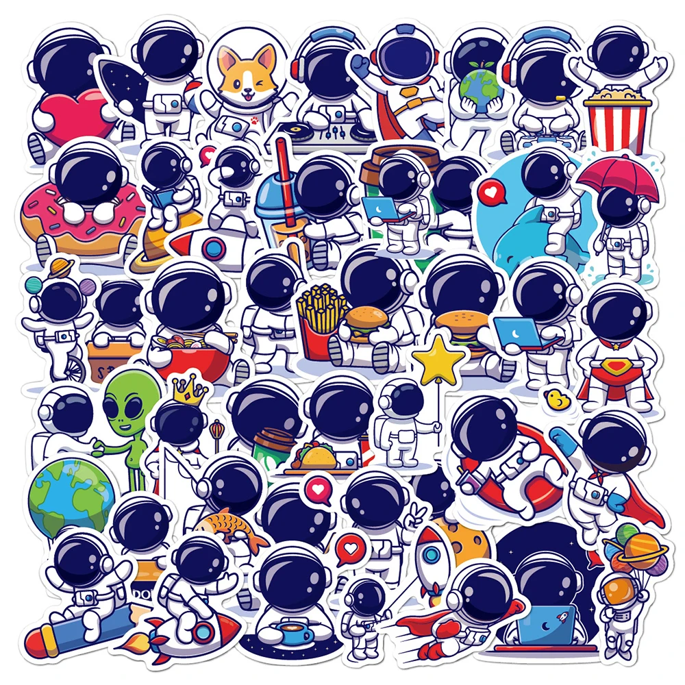 

10/30/50PCS Cute Astronaut Cartoon Stickers Aesthetic Phone Car Bike Laptop Skateboard Fridge Graffiti Decals Sticker Kid Toy