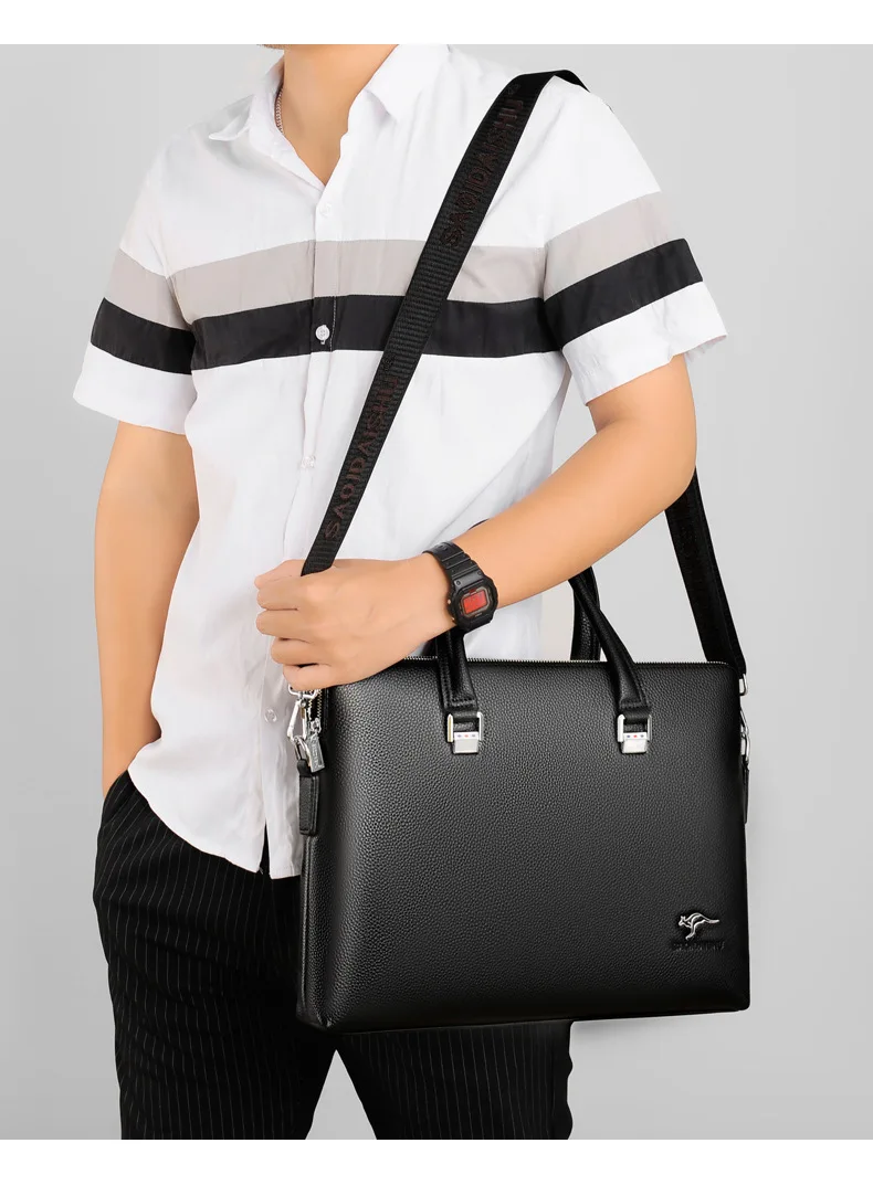 Men Top Layer Cowhide Briefcase Business Travel Bag  Male Computer Laptop Handbag High Quality Shoulder Cross body Bag