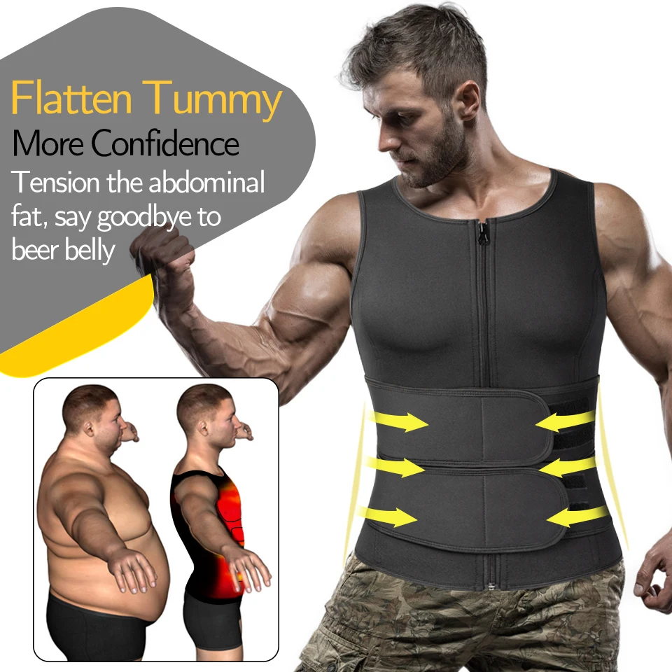 Men Body Shaper Waist Trainer Sauna Suit Sweat Vest Slimming Underwear Weight Loss Shirt Fat Burner Workout Tank Tops Shapewear