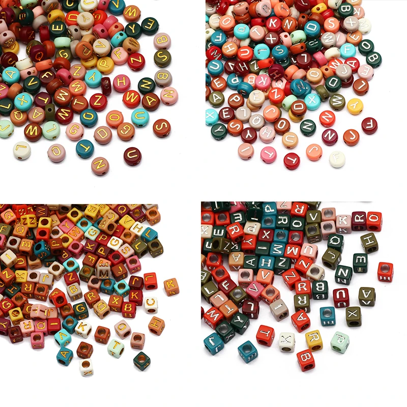

Mixed Color Letter Acrylic Beads Flat Round Alphabet Loose Spacer Beads For Jewelry Making DIY Handmade Bracelet Accessories