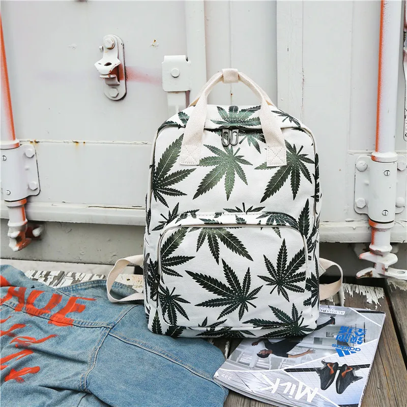 WEIXIER Now Korean Version of Maple Leaf Small Fresh Female Student Nylon Bags Casual Fashion Computer School Printing Bag LY-08 | Багаж и