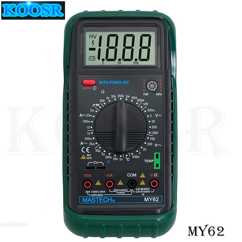1 шт. MASTECH MY62 Ручной цифровой мультиметр DMM с термоемкостью и тестовыми
