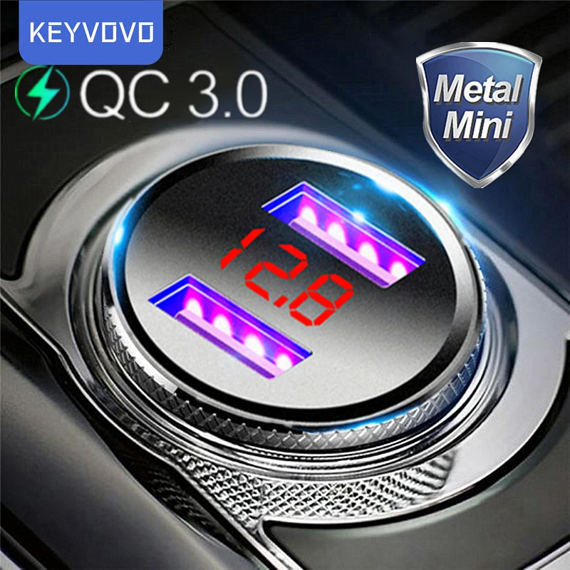 Металлический QC 3 0 цифровой светодиодный дисплей двойной USB Автомобильное
