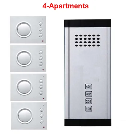 

Building 2-wired audio intercom doorbell system hands-free indoor phone Direct Press Key Audio Door Phone for 4 apartments