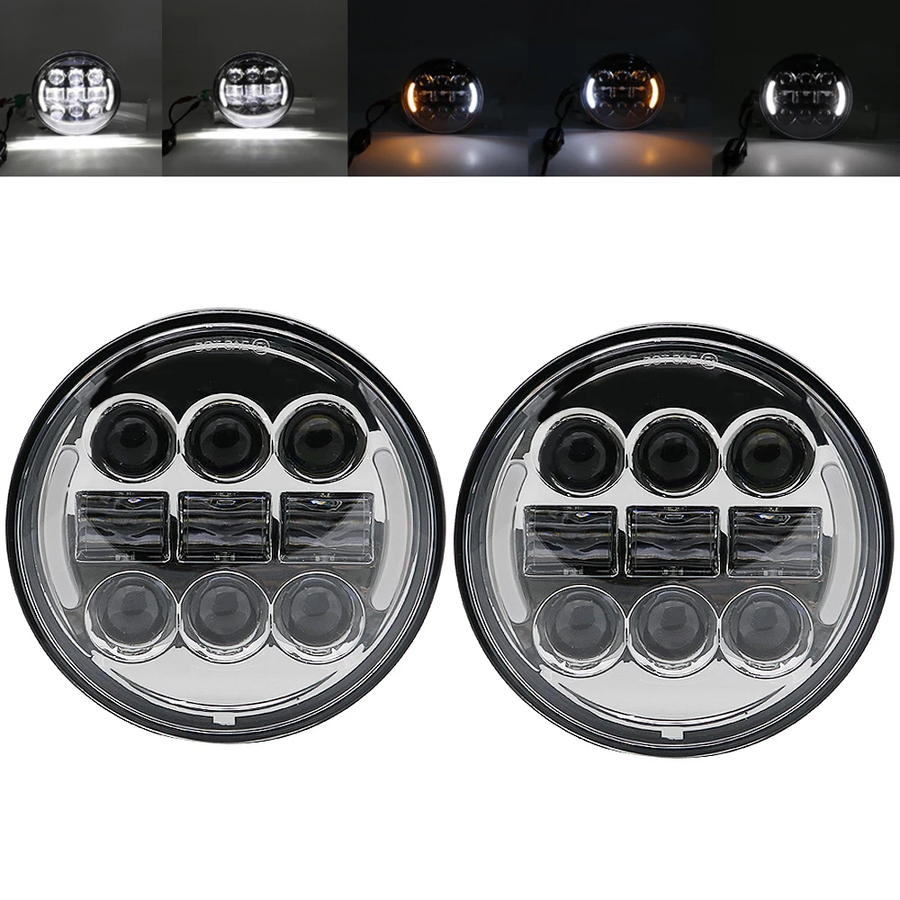 2pcs chrome 2x5,75 дюйма светодиодные фары дальнего/ближнего света halo для Triumph Rocket iii 3 и скорости тройной и уличной тройной и Thunde 5 3/" проектор - Цвет: 2pcs chrome