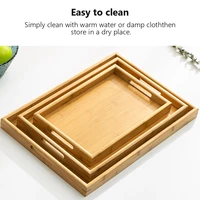 3pcsset rectangular wooden serving tray tea cutlery trays storage pallet fruit plate decoration food bamboo kitchen platter