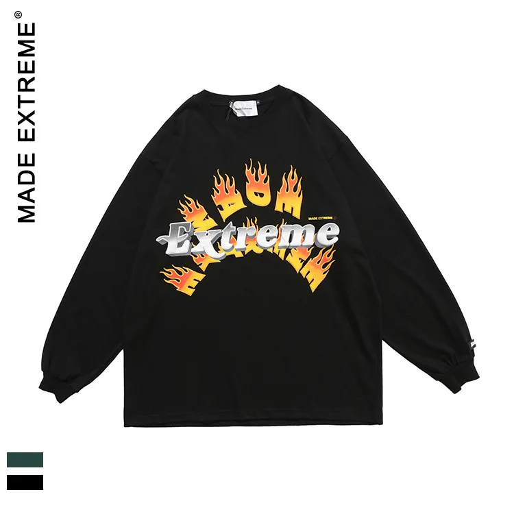 

Men's Retro Print Long-sleeved Cotton Unisex Round Neck Long-sleeved T