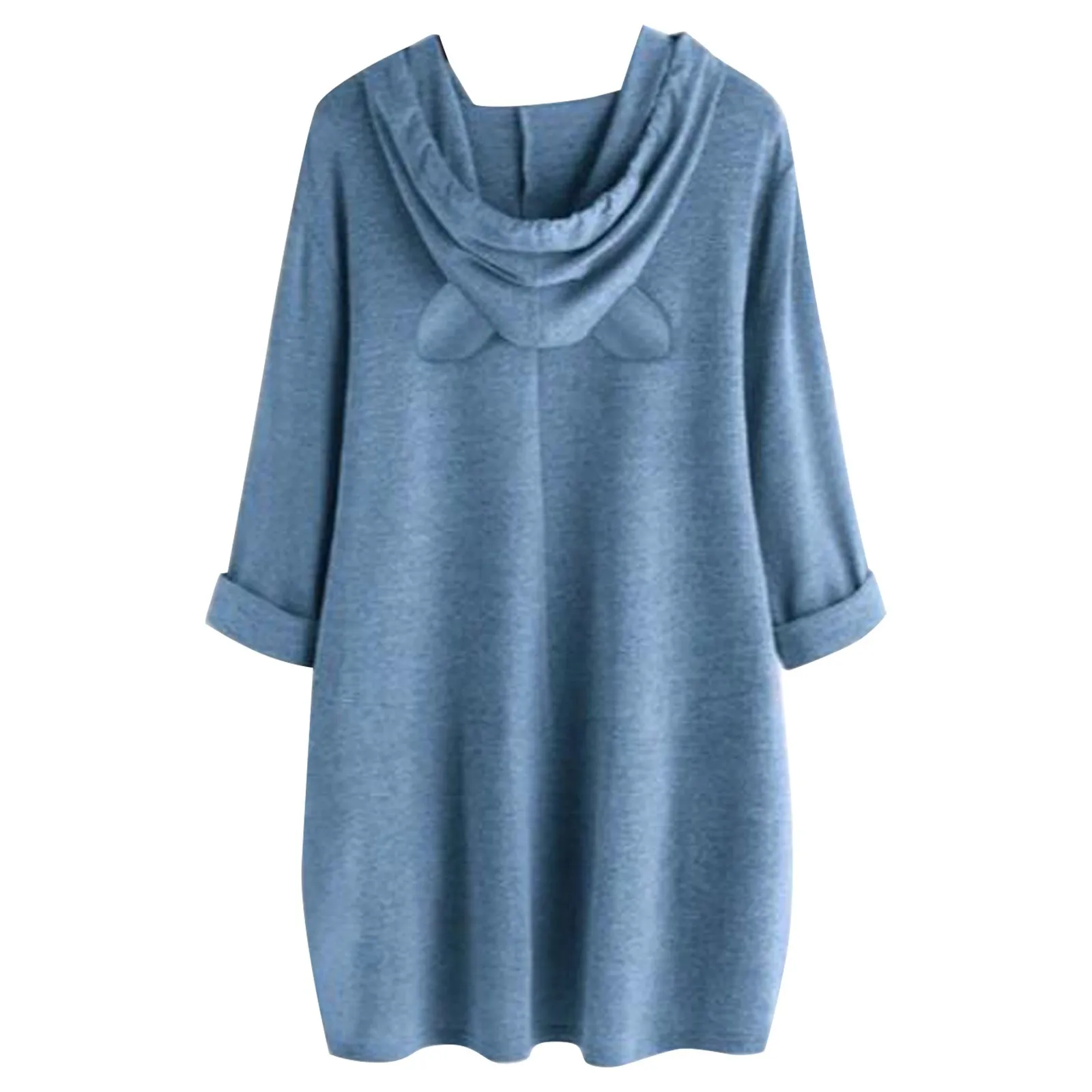 

Women Casual Print Cat Ear Hooded Shirts Womens Tops And Blouses Long Sleeves Pocket Irregular Top Plus Size Blouse Shirt