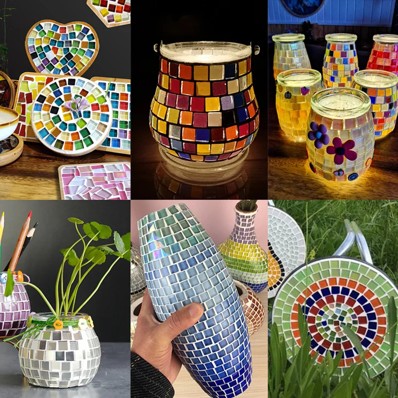 

300 pcs/pack Crystal Glass Mosaic DIY Hobbies Tile Creativity Art Materia Handmade creative For Kids Mini Mosaic Tile Material