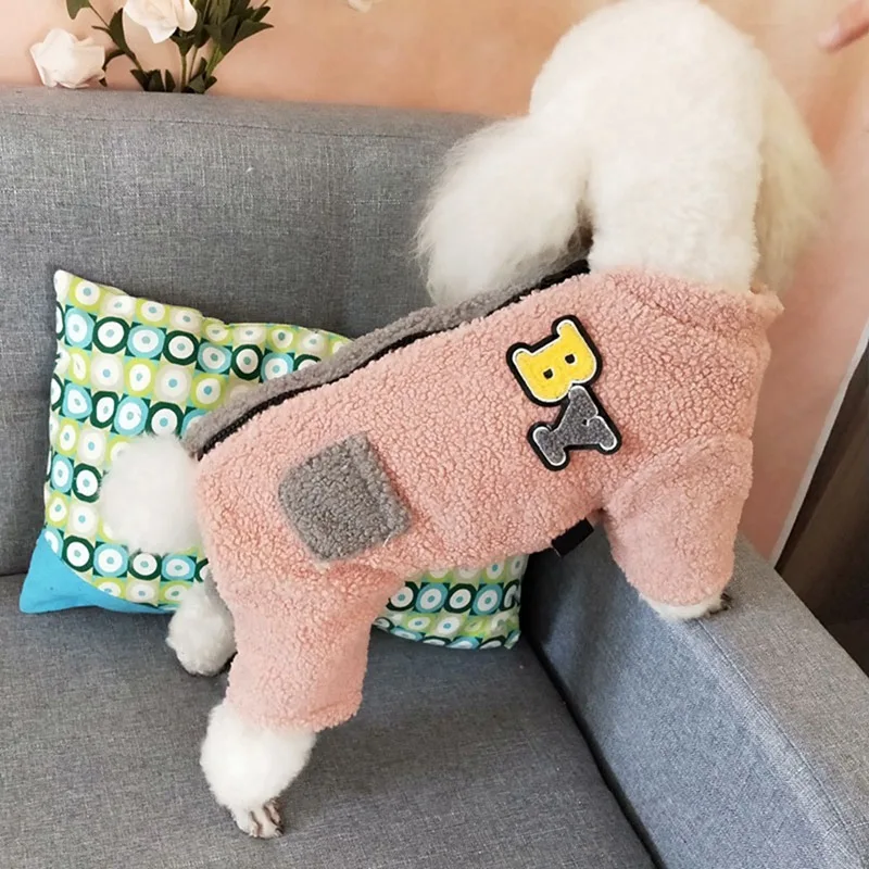 2019 Winter Pet Thickening Cashmere Velvet 4 Legged Cotton-Padded Coat For Small Medium Warm Zipper Jacket | Дом и сад