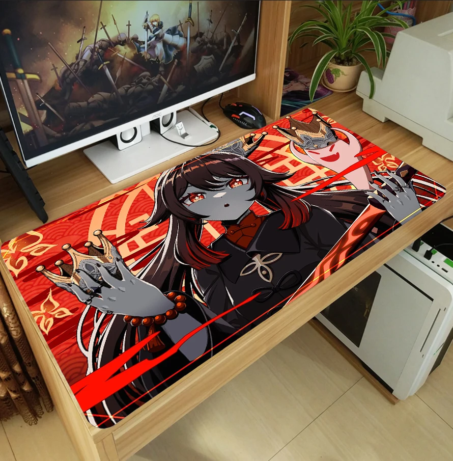 new game genshin impact hu tao large mouse pad thicken laptop gaming mice mat desk keyboard mat anti slip playmat cosplay gift free global shipping