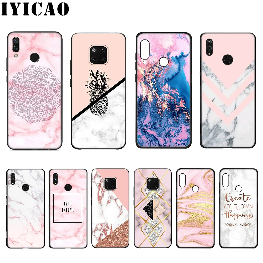 Розовый мраморный чехол из мягкого силикона с узором для huawei mate 30 Pro Lite Y9 Prime P9 P8 -