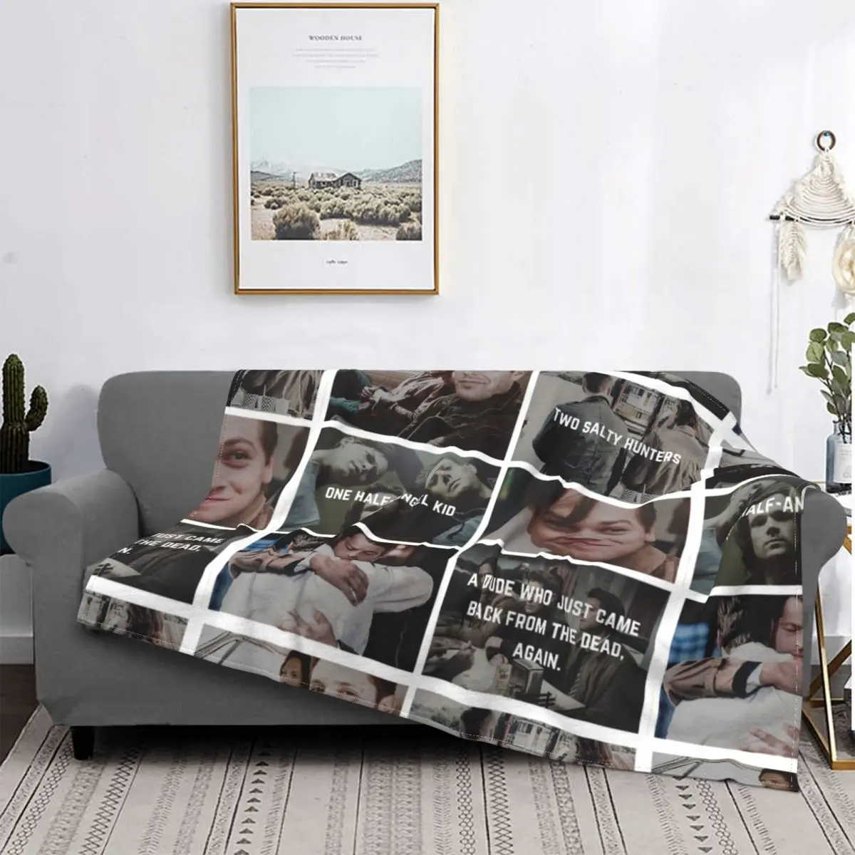 

Supernatural Movie Aesthetic Blanket Sam Dean Wool Awesome Soft Throw Blankets for Coverlet Winter