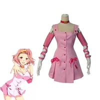 jojo jojos bizarre adventure cosplay costume sugimoto reimi pink dress jumpsuits full set dress sleevelet neckwear hairpin