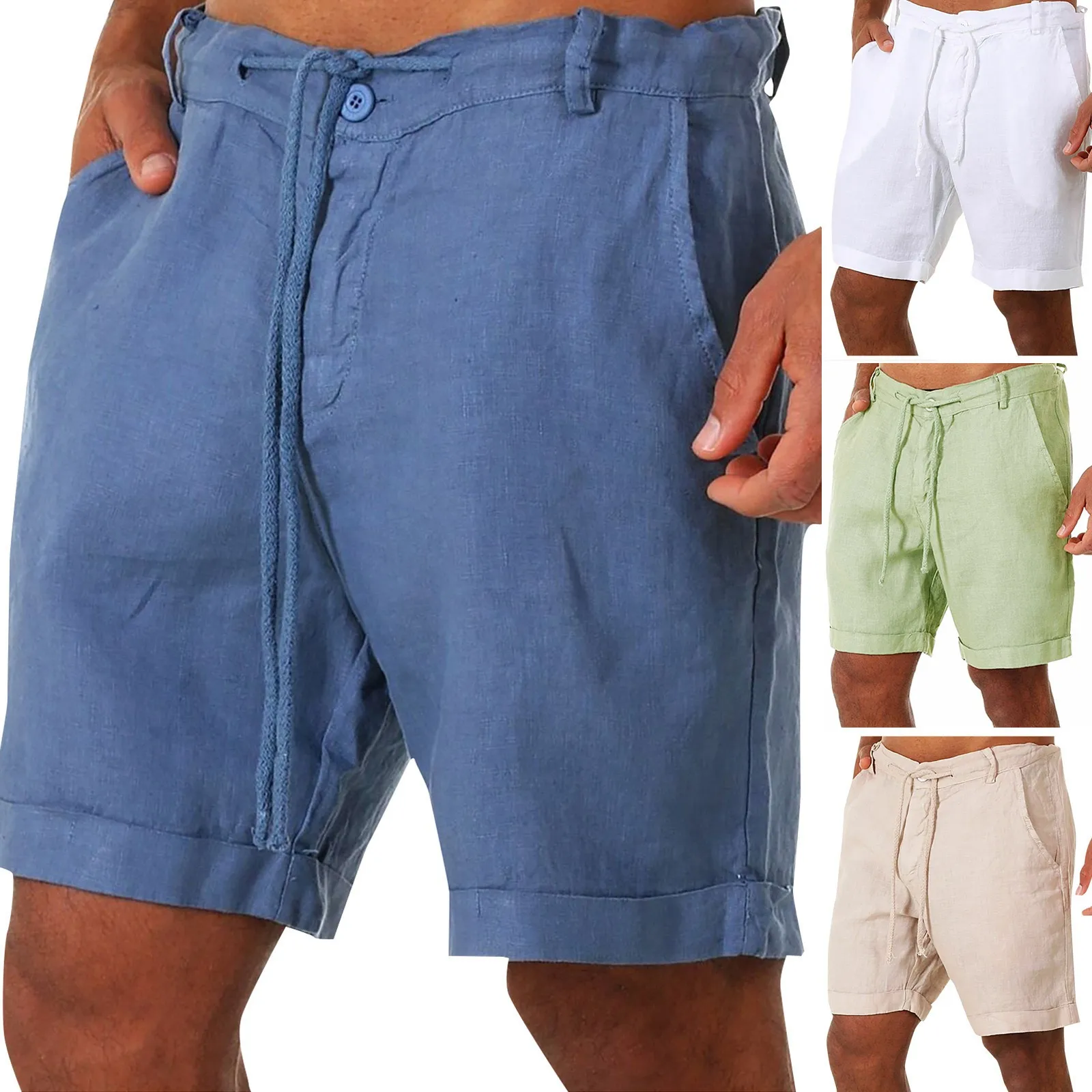 

JAYCOSIN Spring Casual pockets Trousers Shorts Buttons short men Bodybuilding Men's shorts Cotton Linen running shorts Bermudas