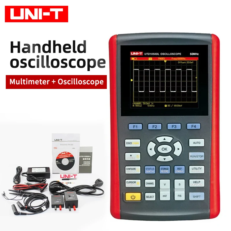 UNI T UTD1025CL 3 5 дюймовый портативный осциллограф цифровой Цвет ЖК дисплей 50 МГц