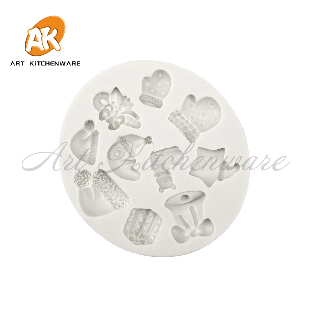 

Перчатки, колокольчики и шляпа, искусственные инструменты для украшения тортов, рукоделие, помадка, силиконовый инструмент для кухни