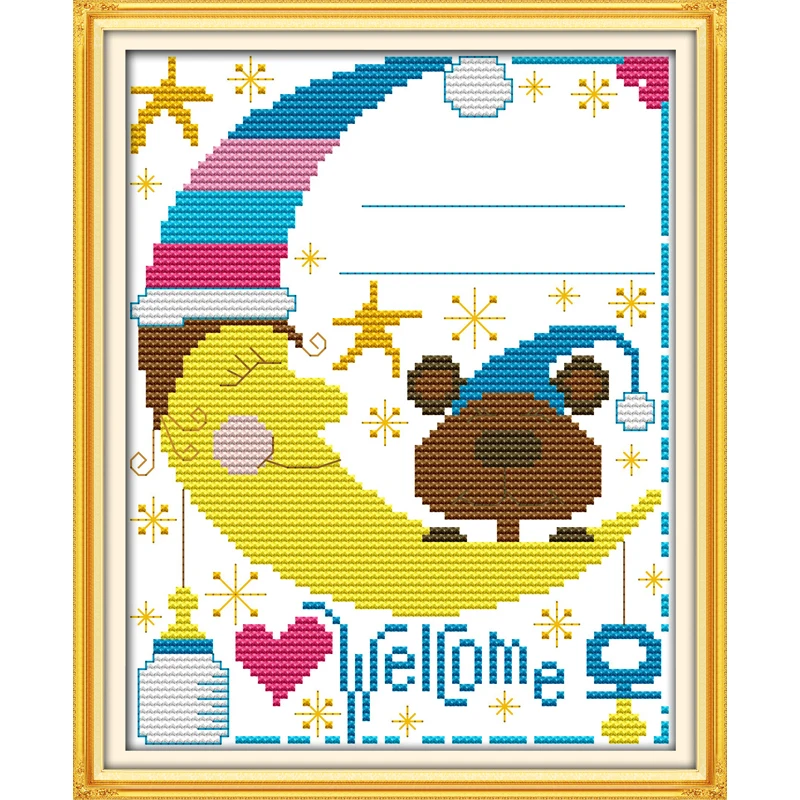 

The Bear baby's Birth Chinese Cross Stitch Kits Ecological Cotton Stamped Diamond Painting 11CT DIY Wedding Decoration For Home
