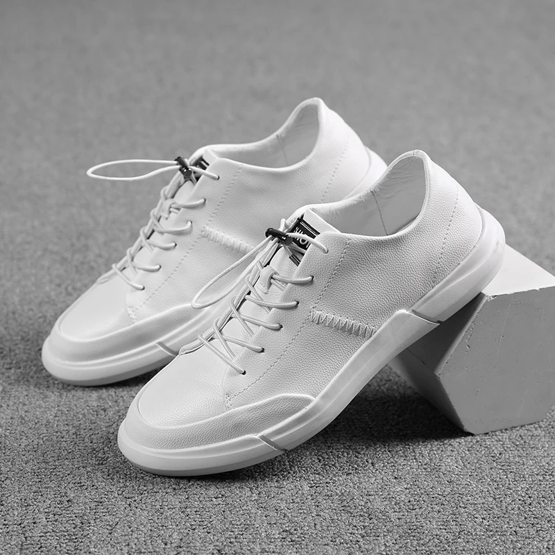 Кроссовки мужские из натуральной кожи мягкие модные туфли простая обувь на