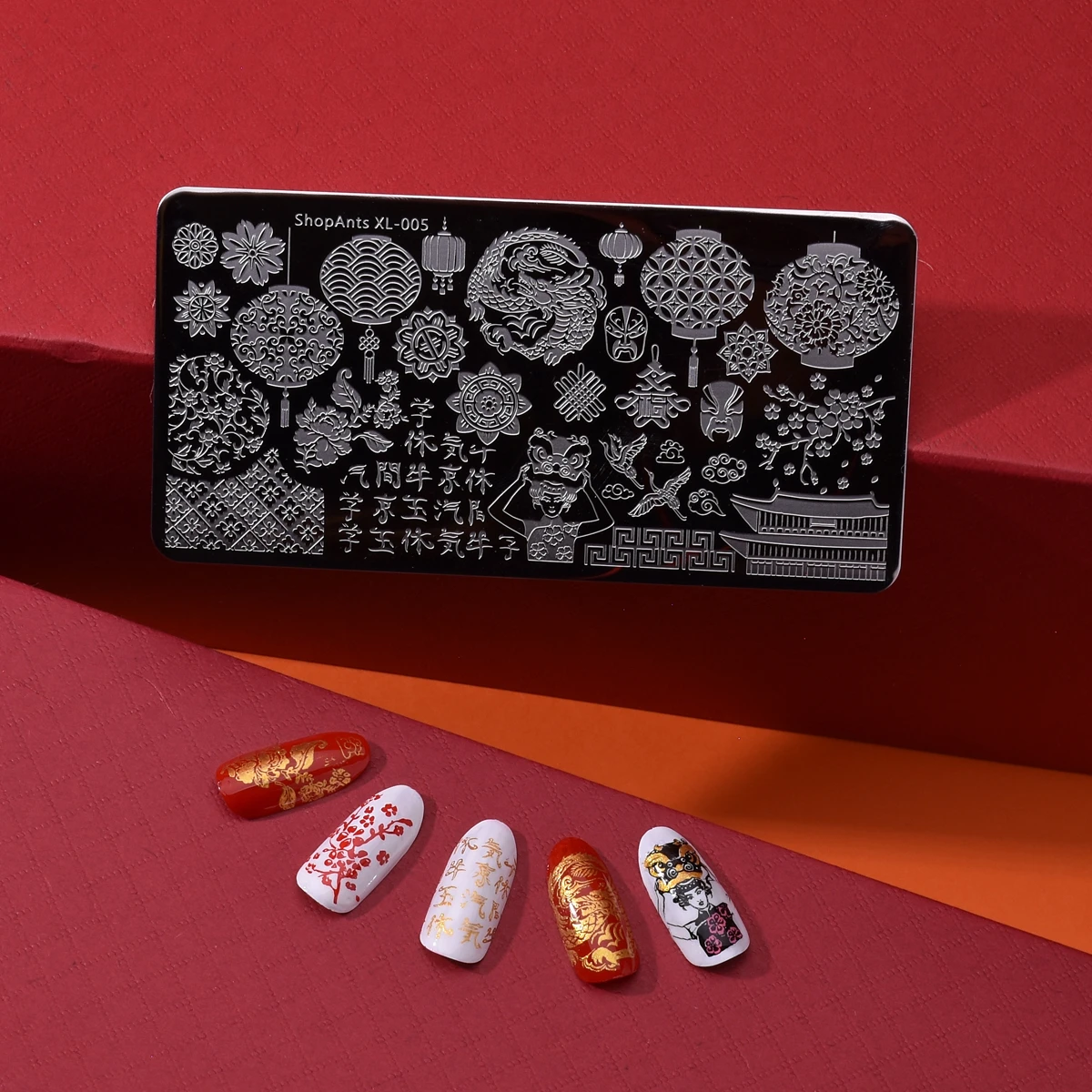 Пластины для стемпинга ногтей ShopAnts с изображением китайских иероглифов