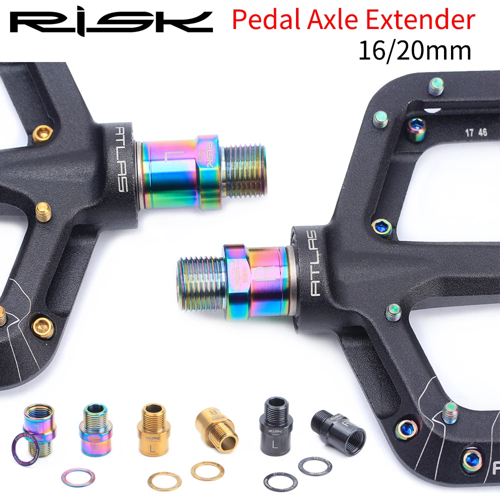 

Risk Pedal Axle Extender Titanium Ti Alloy Bike Pedal Axle Extenders Bicycle Pedal Extension Bolts Spacers For MTB Road Bike
