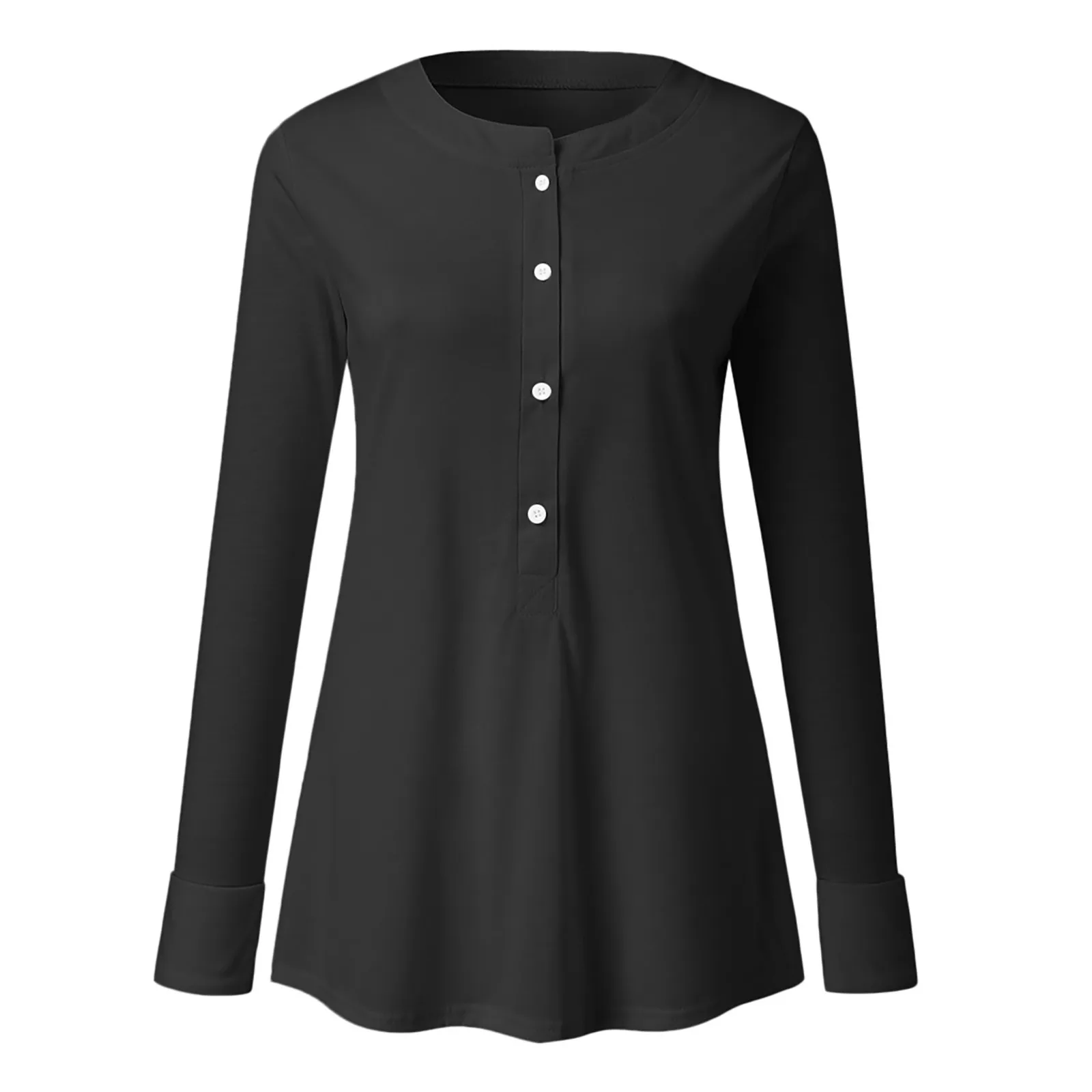 

Fashion Solid Buttons Blouse Shirt Loose V-Neck Tops Tee Casual Autumn Winter Ladies Female Women Long Sleeve Blusas Pullover