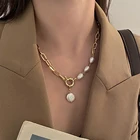 Модное жемчужное ожерелье IFMIA с толстой цепочкой с кулоном для женщин, модное ожерелье с ошейником в стиле K-POP, чокер, ювелирные изделия для женщин, 2021