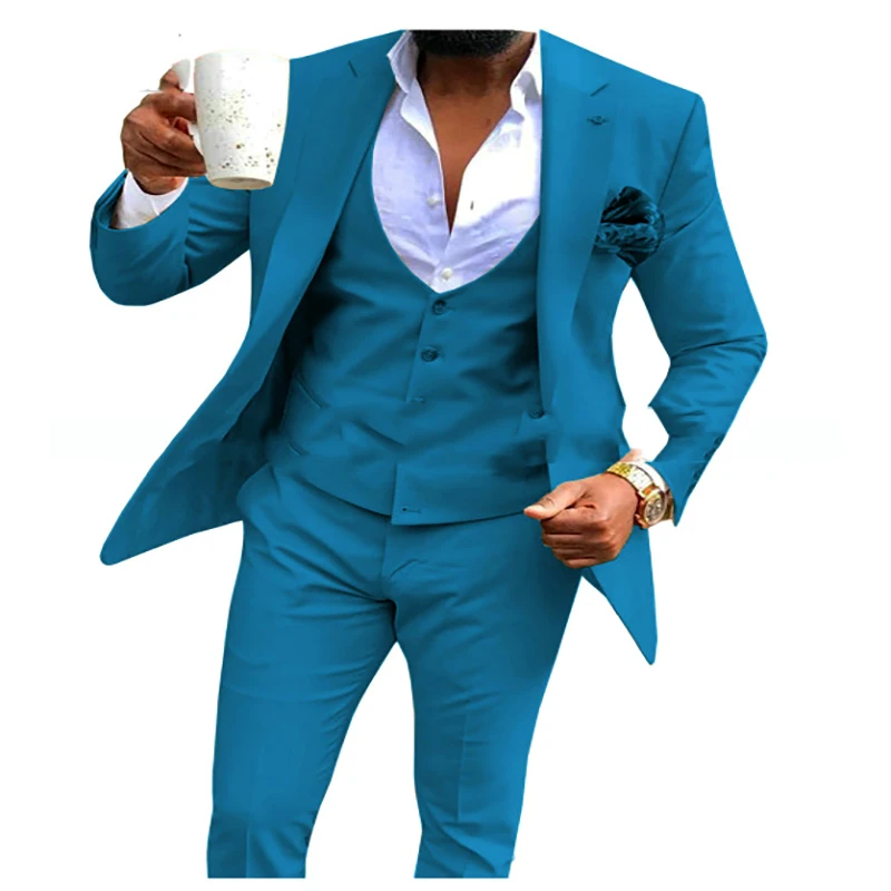 

2020 New Men's 3 Pieces Champagne Suit Formal Business Notch Lapel Silm Fit Tuxedo Groomsmen For Wedding (Blazer+Vest+Pants)