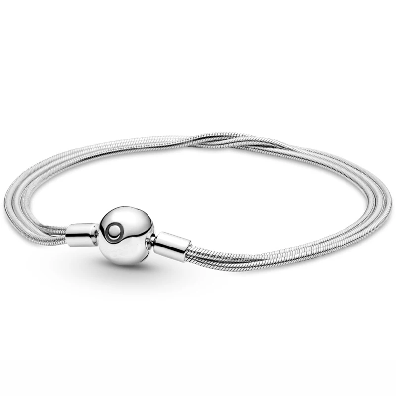 

Moments Multi-Strand Winged Heart Infinity Clasp Snake Chain Bracelet Fit Fashion Bangle 925 Sterling Silver Bead Charm Jewelry
