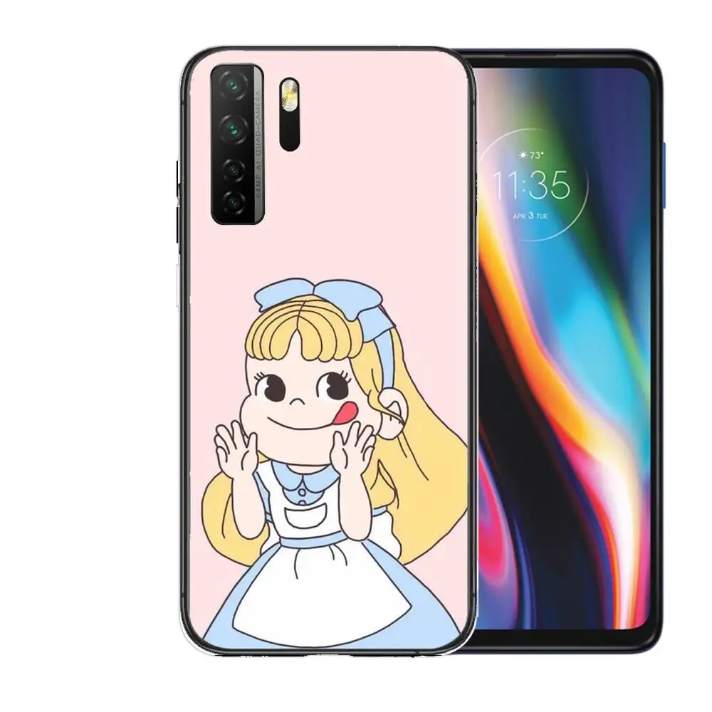 Милый черный мягкий чехол с мультяшной девушкой f-fujiya пухом для Huawei Nova 8 7 6 SE 5T 7i 5i 5Z