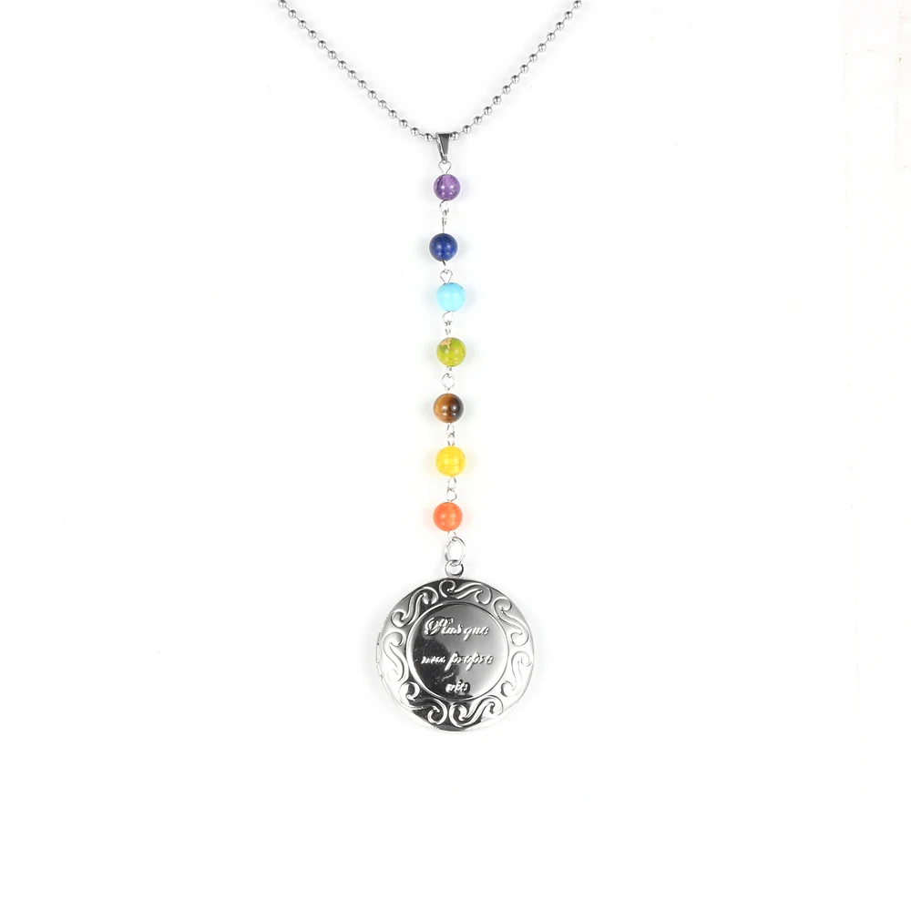 

Nabest Magic Photo Pendant Memory Floating Locket Necklace 7 Chakra Yoga Chain Fashion Copper Album Box Necklaces for Men Women