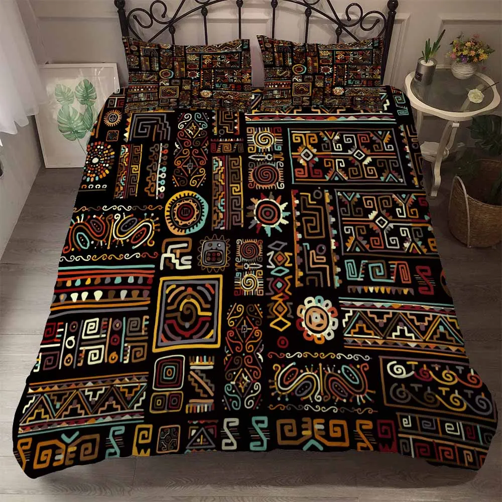 

African Ethnic Totem Belief Bedding Set Ethnic Afro Decor Duvet Covers 2/3 Pieces Ancient Print Bedspread Dropship