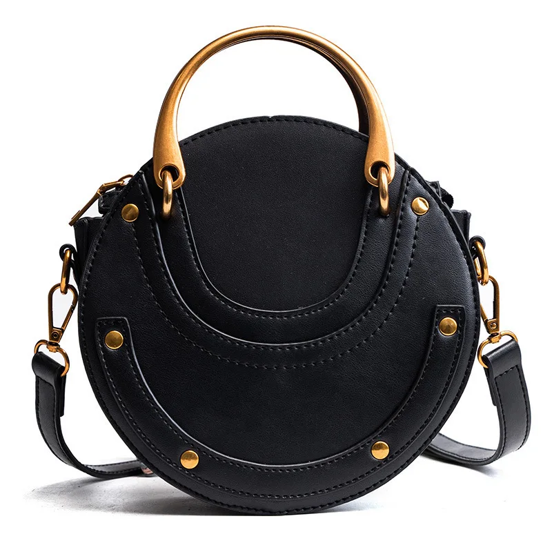 

Women's Small Round Bag Fashion Frosted Stitching One-shoulder Messenger Handbag