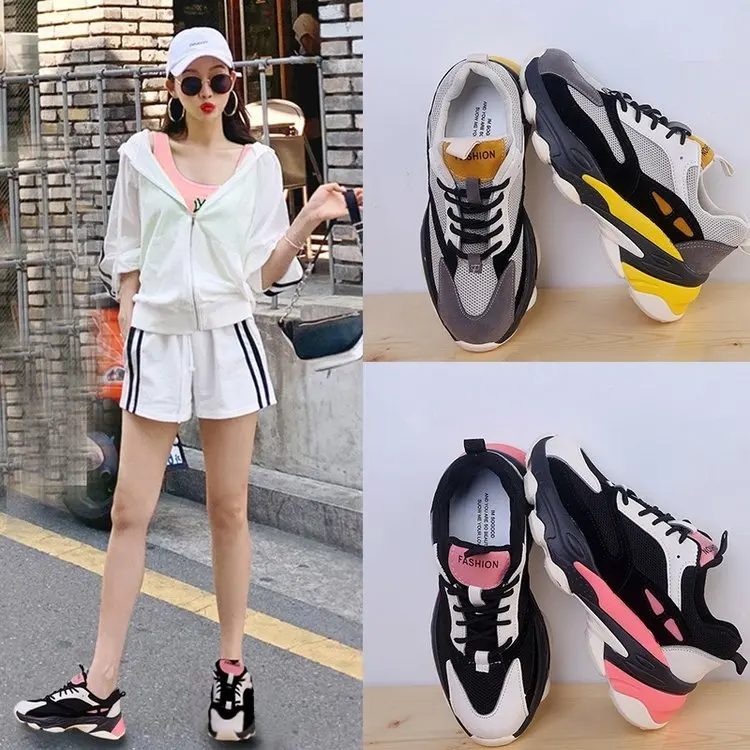 Женская Повседневная обувь; кроссовки с вулканизированной подошвой; Tenis Basket Femme; коллекция года; сезон весна-осень; на платформе; на танкетке; на шнуровке; дышащая обувь; zapatillas mujer