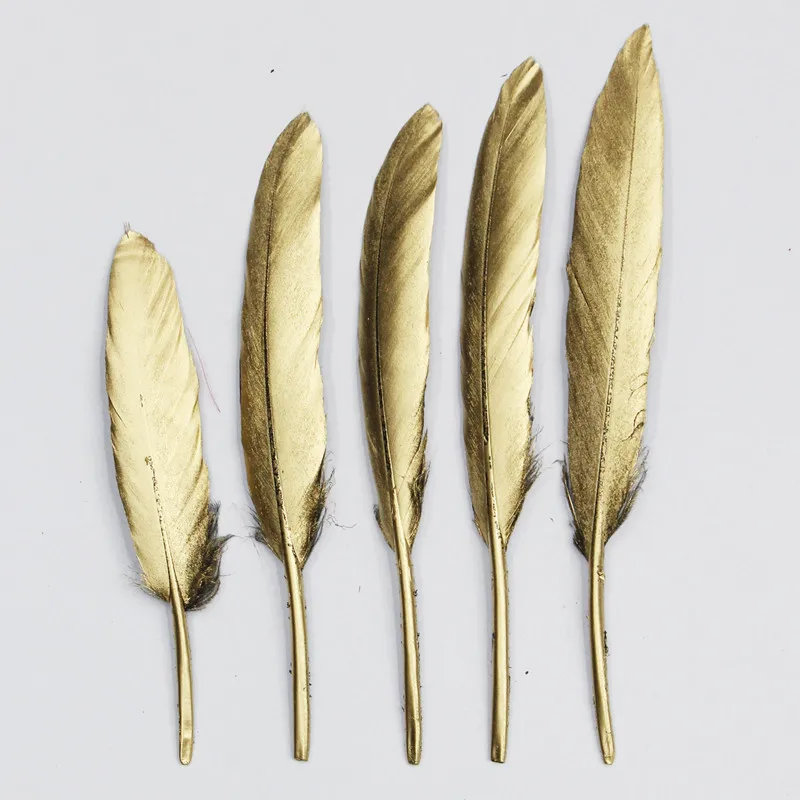 

10/20pcs Gold Plated Feathers 5-7inches for Christmas Wedding Party Decoration DIY Handicrafts Accessories home decoration hot