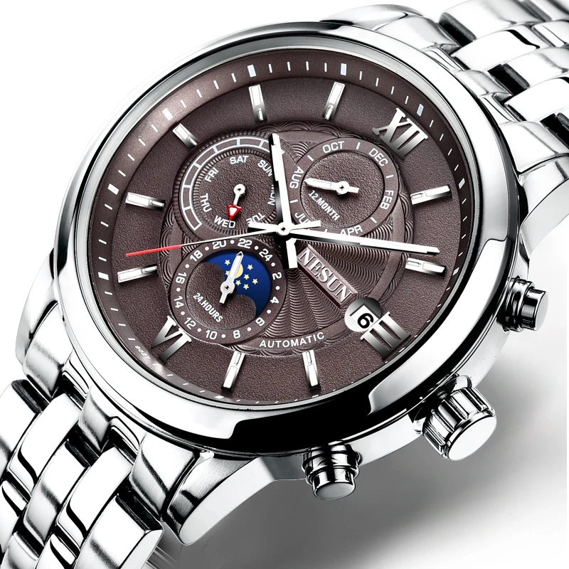 Новые швейцарские часы Nesun мужские роскошные брендовые автоматические