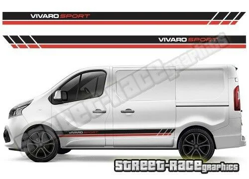 

For x2 Vauxhall / Opel VIVARO sides 006 van racing stripes decals vinyl graphics