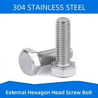 304 stainless steel external hexagon screw bolt outer hex screws with full thread fasteners m14 m16