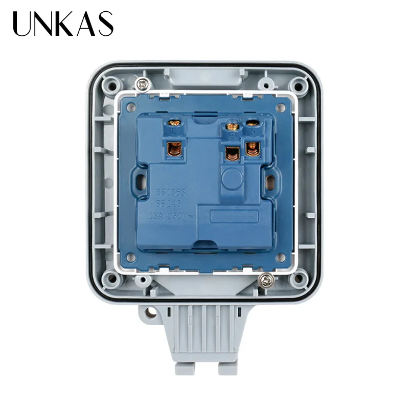 UNKAS 13A UK Standard British Electrical Outlet With Neon IP66 Weatherproof Waterproof Outdoor Wall Power Switched Socket | Обустройство