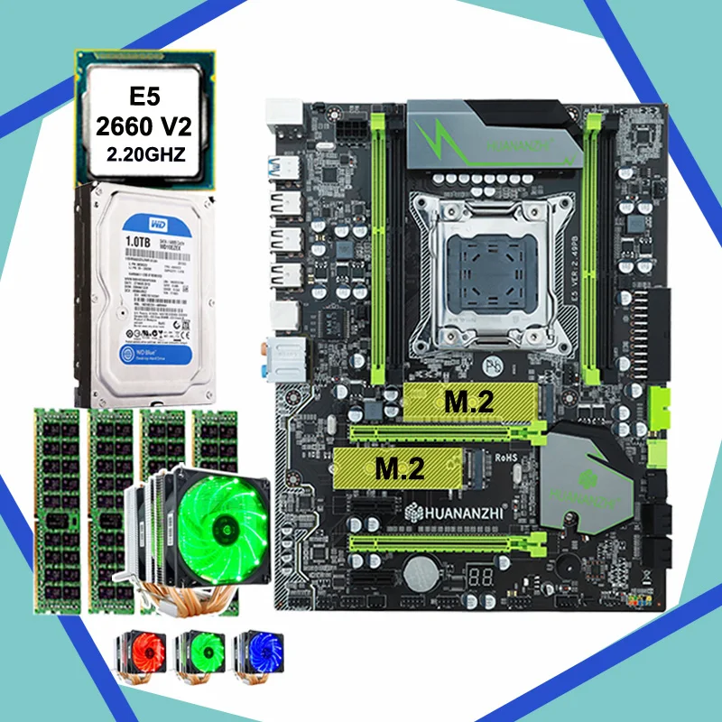 

Build Computer HUANANZHI X79 Gaming Motherboard Combo M.2 Slots Xeon CPU E5 2660 V2 6 Tubes Cooler 16G RAM 4*4G RECC 1TB HDD