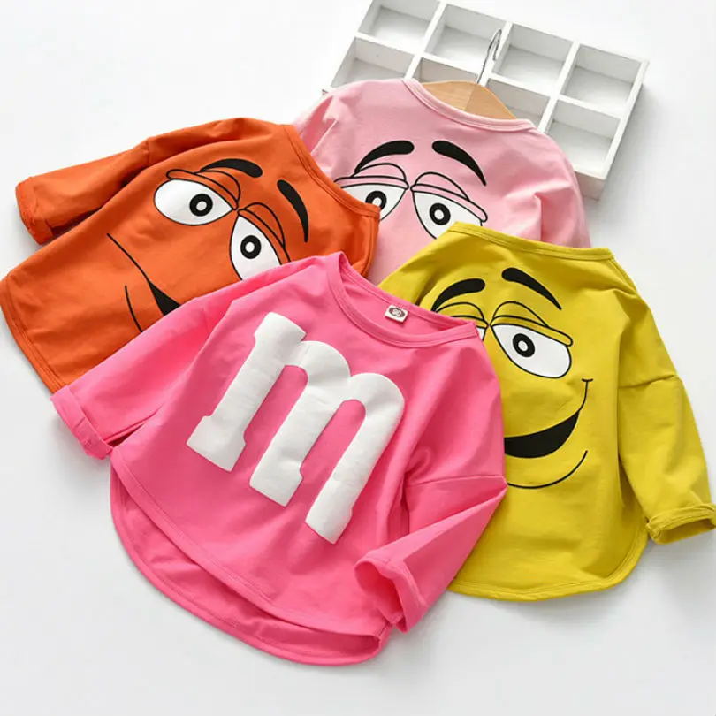 Весенне-Осенняя детская футболка для девочек хлопковая весенне-осенняя с