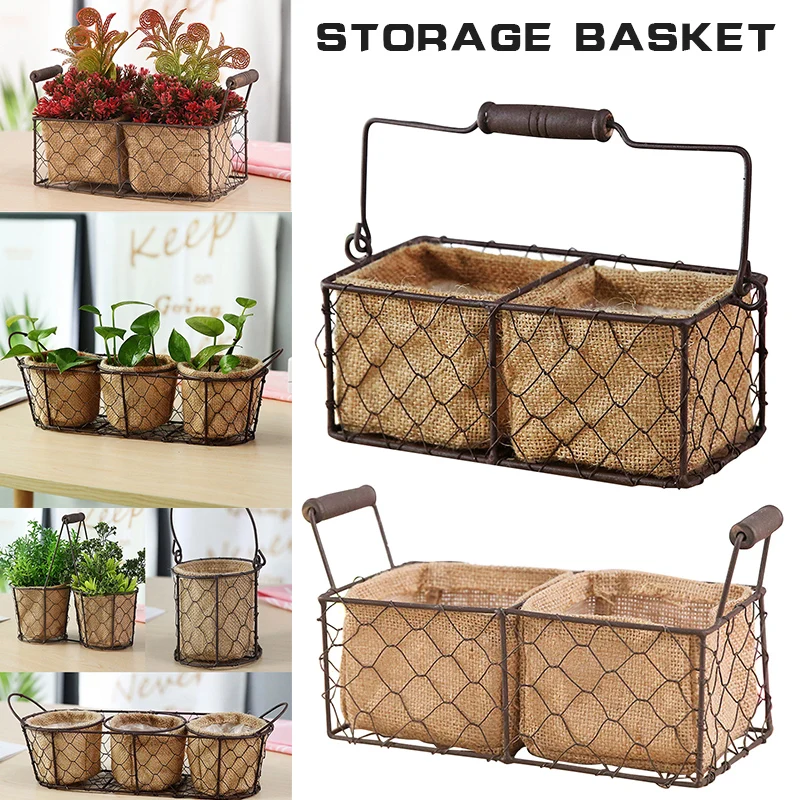 

Vintage Wire Baskets for Storage Removable Fabric Liner Wire Storage Basket with Removable Liner GQ