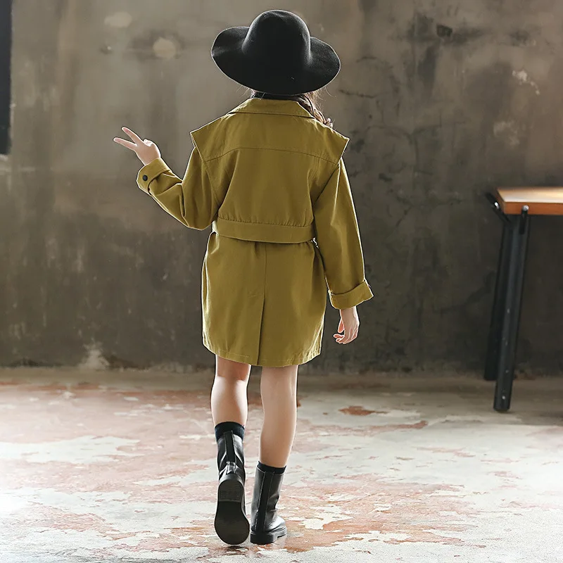 Армейский зеленый плащ и жилет комплекты одежды для девочек 2 предмета жилеты