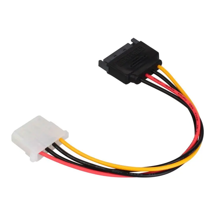 2 предмета для мальчиков и девочек 4-pin Мощность привод адаптер кабель Molex IDE/SATA 15-pin