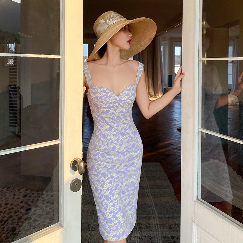 

Lace Sling V-neck Dress 2021 Spring Women's Dress Waist Was Thin and Temperament Skirt Women