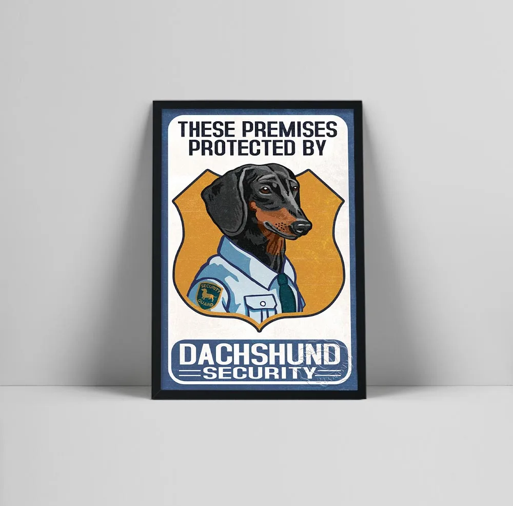 Винтажная животная Картина на холсте такса охранная собака знака стена