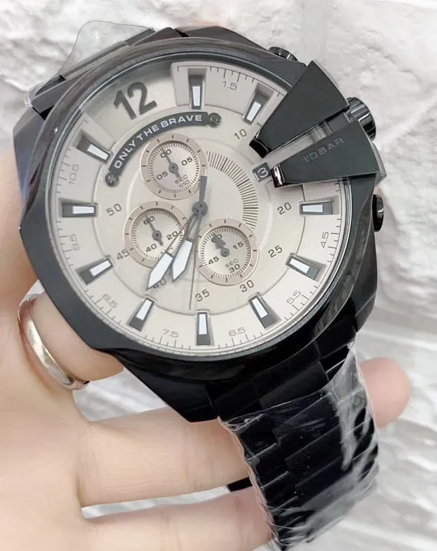 

Classic New Stainless Steel Full Black Case Men Watch Chronograph Sapphire Sport StopWatch Big Watches Black Grey Blue AAA