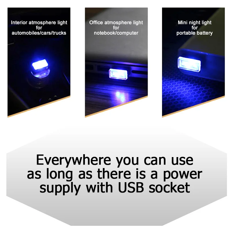 1 шт. мини светодиод машины светильник авто Интерьер USB атмосфера Plug and Play Декор