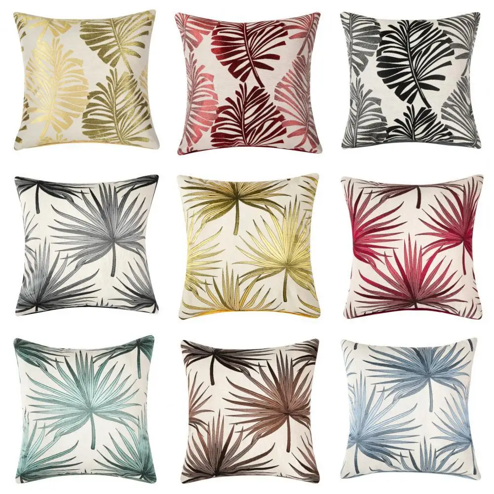 

80%HOTPillow Case Skin-friendly Plant Pattern Polyester Decorative Sofa Cushion Cover for Home