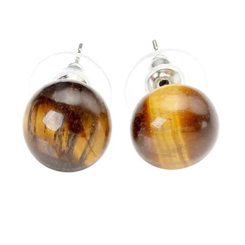 FYJS уникальные посеребренные формы хлеба натуральный камень тигровый глаз серьги